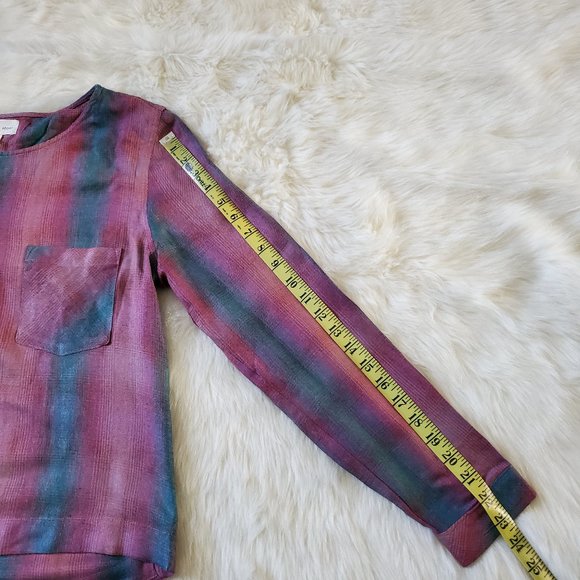 Anthro Cloth & Stone Plaid Top with Lace-Up Back M - Picture 14 of 14